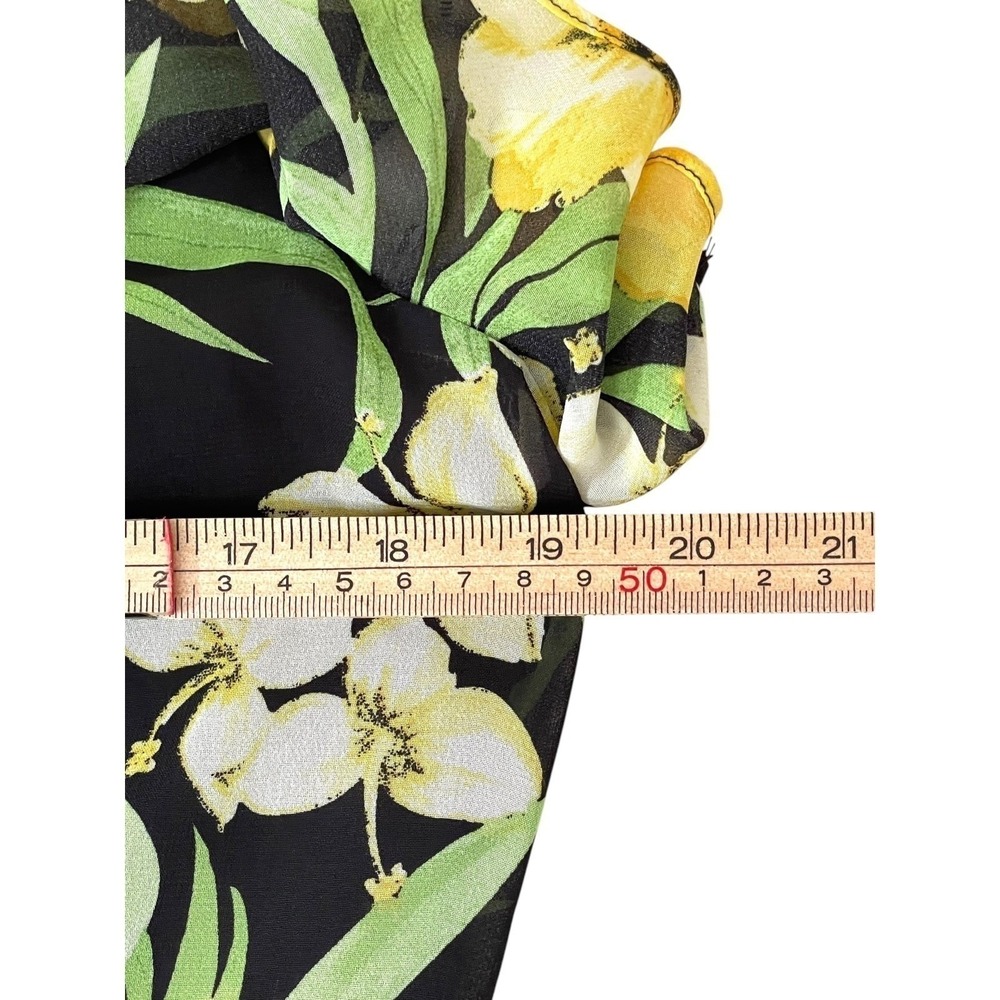 Bar III Floral Maxi Dress Women Large Black Yellow Excellent Ruffle Slit V-Neck - Picture 9 of 16